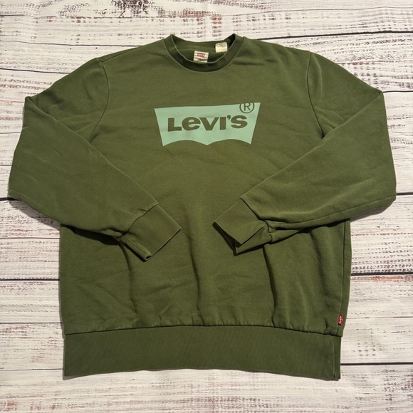Levis Green Crew Neck Sweater Standard Logo Men's Size Medium - Picture 1 of 12